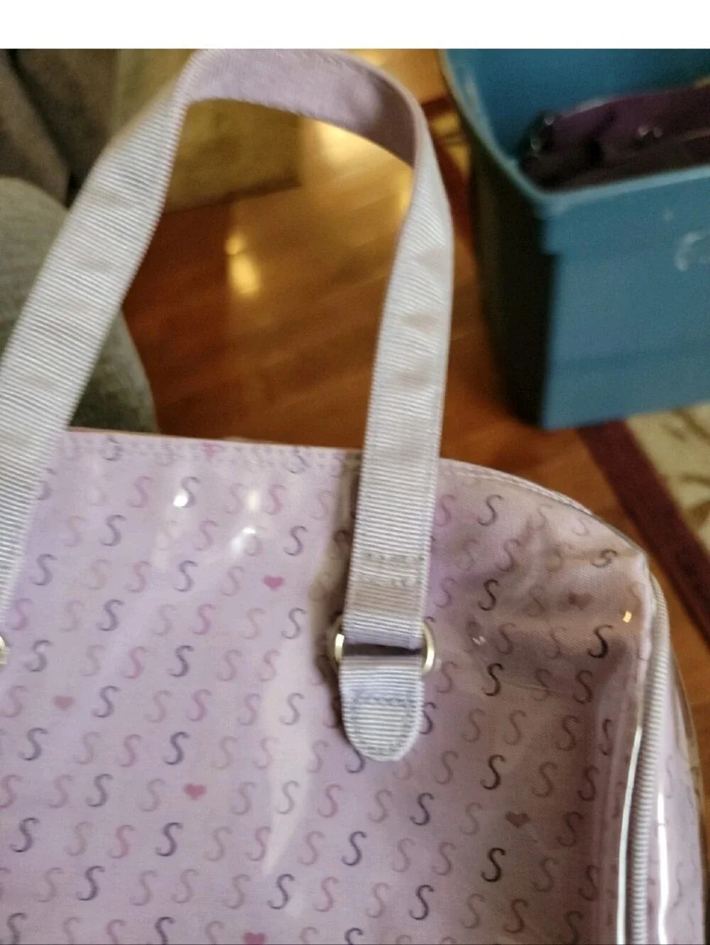 Liz Claiborne Lavender S Print Purse and Matching Cosmetic Bag